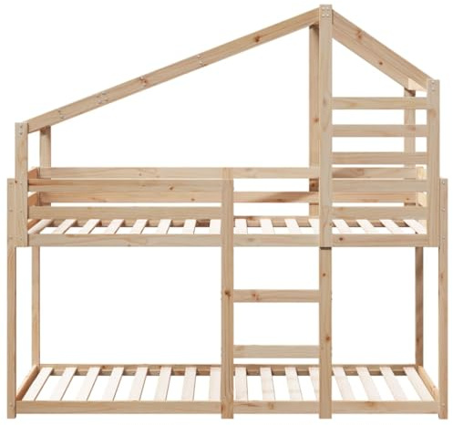 HEFZGDB Etagenbett ohne Matratze 90x200 cm Massivholz Kiefer Single Bed Bed Frame Einzelbetten Doppelbett für Herberge Schlafzimmer Gästezimmer Wohnbereich