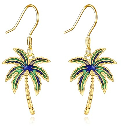 YONFQE Palm Tree Earrings 925 Sterling Silver Hawaiian Dangle Earrings Coconut Tree Jewelry Gift for Women