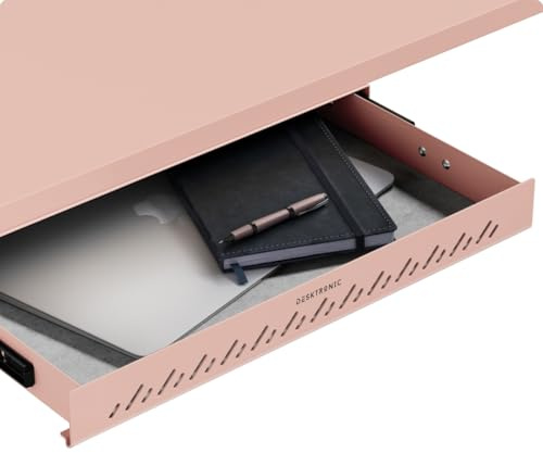 Desktronic Rangement de bureau | Caisson de rangement sous bureau | Bureau pour fournitures scolaires à domicile, Tiroir en métal, Caisson à tiroir caché. Rose