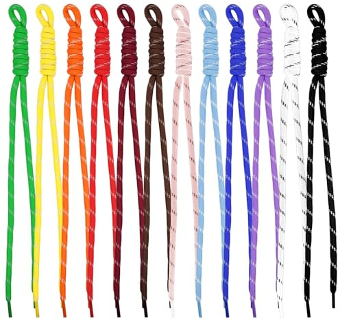 HINGTAI 12Pcs Paracord Charm Bag Keychain Accessories, Braided Rope Keychain with 12 Colors, Lightweight Bag Charms for Women, Fashionable Backpack & Gym Bag Accessories, Gift Ideas
