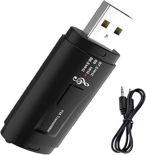 Bluetooth 5.0 FM Transmitter for Car, USB Bluetooth Car Adapter, AUX Adapter for Speaker/Wired Headset/Car, Hands-free Calling, Plug-and-play Audio Receiver
