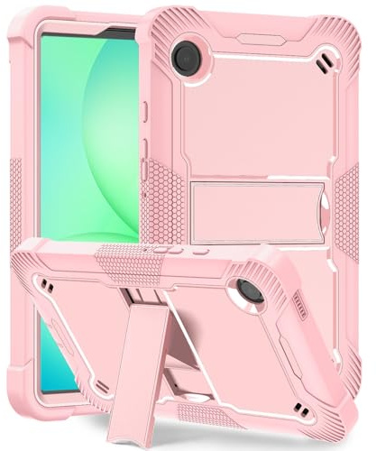 Vakarey Coque Enfant pour Samsung Galaxy Tab A11 8.7 Pouces/Galaxy Tab A9 8.7 Pouces,Étui de Protection Antichoc avec Support,Or Rose