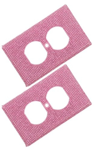 Kisangel Glitzernde Strass Steckdosenabdeckungen 2 Stück Rosa Dekorative Wandplatten für Lichtschalter und Steckdosen Modernes Schutz Zubehör für Wohnzimmer und Schlafzimmer