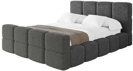 ALTDECOR Polsterbett mit Bettkasten und Lattenrost, Bett mit Matratze H3/H4, Kopfteil, Boxbett, Doppelbett mit Stauraum - NATA-Z 200x200 Dunkelgrau
