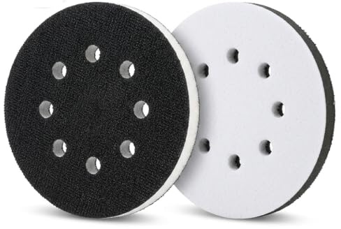 2 Pièces Tampon Interface 125mm 8 Trous en Mousse Souple pour Rondes, Tampons de Polissage de 125 mm, Tampon Interface en Éponge, pour Disques de Ponçage et Assiettes de Polissage
