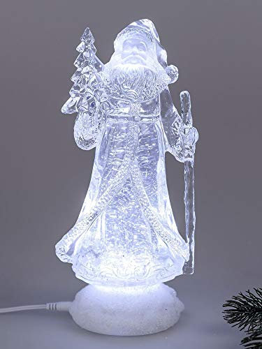 Nikolaus Weihnachtsmann Acryl Figur mit LED Beleuchtung und Wasser gefüllt. Weihnachtsfiguren und Winterdeko von Formano (26 cm)