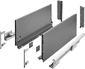 GTV Schubladensystem AXIS PRO - Schubkastengarnitur mit Vollauszug und Soft-Close - Länge 350 mm - Höhe 200 mm - Farbe Anthrazit