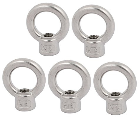 sourcingmap Lifting Eye Nut M8 Female Thread 39mm Height 304 Stainless Steel Round Shape for Rope Fitting Pack of 5
