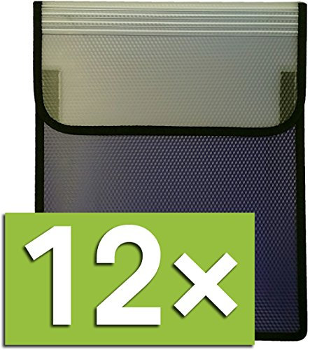 VELOFLEX Heftbox Velobag Ordnungsmappe A4, Klettverschluss (Blau, 12x Heftebox)