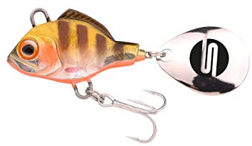 SPRO ASP Spinner UV– Searchbait mit original Gamakatsu Haken zum Angeln auf Raubfisch, Spinnangeln, Gewicht:28g, Farbe:Metal Perch UV