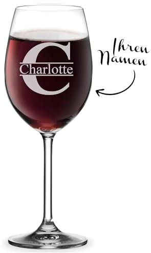 KDO MAGIC Verre à vin personnalisé - Gravure prénom ou texte - Verre à pied personnalisable - Cadeau Noël, mariage, anniversaire (Modèle Majuscule)