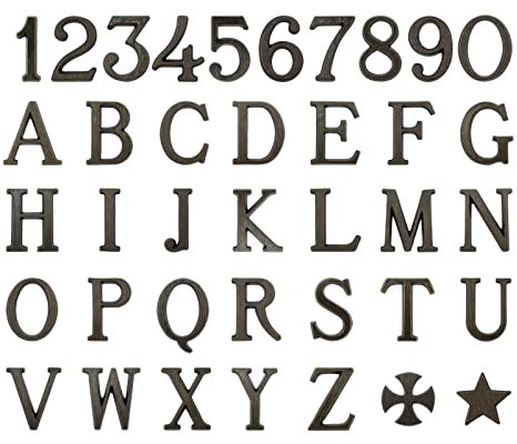 REAL VOTIVA FONDERIE D'ARTE Lettres et Chiffres en Bronze pour Les Pierres tombales ou Les numéros de Maison. Hauteur 4 cm. Modèle Romain. Finition Bronze patiné (Numéro 1)