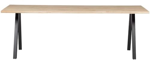 WOOOD Tablo Baumstamm Esstisch 199x90 cm - Küchentisch aus Eichenholz mit Metallgestell Esszimmertisch für 6 Personen 75x199x90 cm