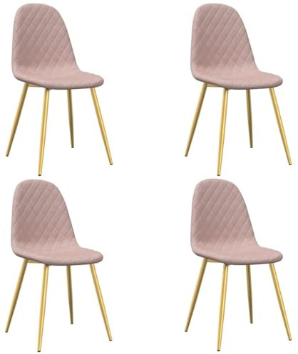 vidaXL 4X Esszimmerstuhl Küchenstuhl Wohnzimmerstuhl Polsterstuhl Stuhl Stühle Essstuhl Sitzgruppe Esszimmerstühle Küchenstühle Rosa Samt