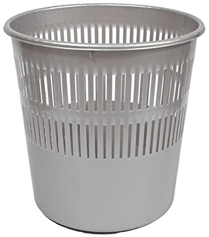 CABLEPELADO Papelera rejilla plastico, Cubo de reciclar, Cesta de basura, Papelera de plástico, Papelera escritorio, Papelera oficina, 28 cm alto x 27.5 cm diámetro, Capacidad 12 Litros, Gris