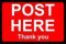 Post here thank you sign - Self adhesive sticker (150mm x 100mm)