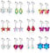 HIFOT 12 Paar Clip Ohrringe Mädchen Damen, Silber Baumeln Kristall Ohrclips Hypoallergen Ohne Ohrlöcher Sets Schmuck Geschenk