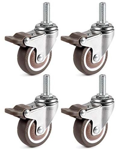 Skelang 4 Stk Lenkrollen 25mm, Möbelrollen mit Stange M6 × 15mm, Lenkrollen mit Gewinde, für Trolleys, Trolley, Kinderbett, Möbel, Tisch, Regal, Tragkraft 15kg pro Rad