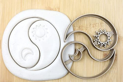 Yin Yang Sonne Mond (2st) cookie cutter Fondant Keksstempel/Ausstechform keksausstecher PLA ca.8cm