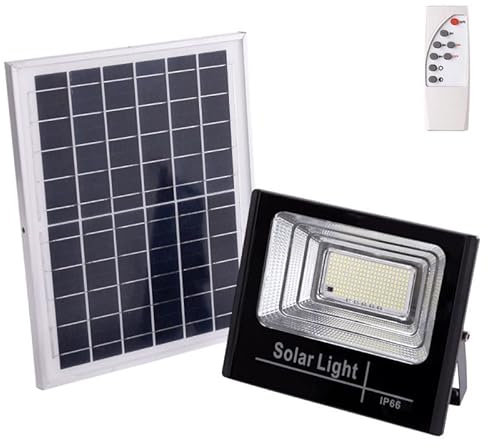 Proyector LED Solar 100W 6500K Panel: 6V/12W Batería: 3,2V/8000MaH Control Remoto [HO-SOLARFL-100W-01] | Greenice