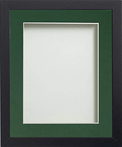 Frame Company Allington Black Photo Frame with Bottle Green Mount, 10x8 for 8x6 inch, fitted with perspex