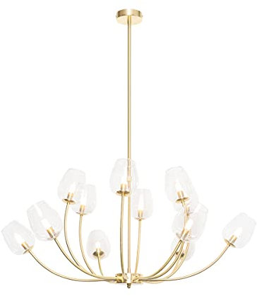 Qazqa - Klassisch I Antik Klassische Hängelampe I Pendellampe I Pendelleuchte Gold I Messing mit Glas 12 Lichter - Elien I Wohnzimmer I Schlafzimmer - Stahl Rund - LED geeignet G9