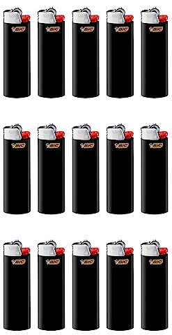 BIC J26 Maxi Lighter Mixed Colours and BIC Stand - Lightweight and Reliable (Schwarz, 15)