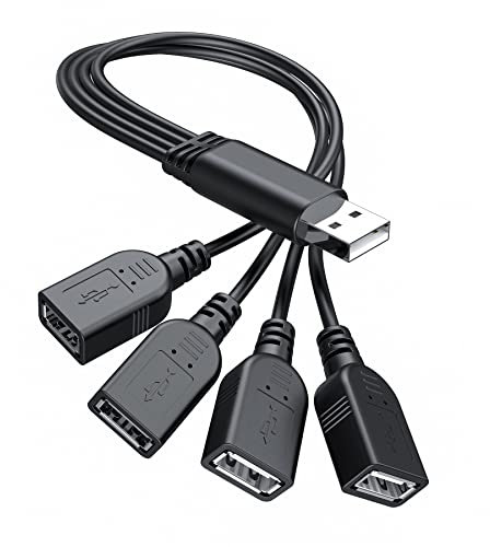 ANDTOBO USB 1 a 4 Splitter, USB 2.0 A Macho a 4 USB Hembra Jack Y Splitter Hub Cable de Alimentación Cable Adaptador de Extensión, Negro