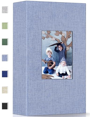 Popotop Fotoalbum, 10 x 15 cm Fotobuch mit 300 Fotos, Leineneinband, Fotobücher mit 300 horizontalen Taschen, Einsteck-Bilderalben für Familie, Hochzeit, Jahrestag, Baby, Urlaubsbilder