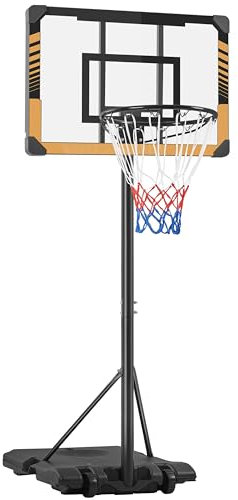 Yaheetech höhenverstellbarer Basketballständer, Basketballkorb mit Rollen, Mobile Basketballanlage Wasser/Sand Befüllbar, Korbanlage für Innen-/Außenbereich 216 cm – 246 cm