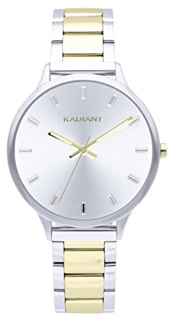 Radiant - Mykonos Kollektion - Analog Quarzuhr. Armbanduhr für Frauen. Armbanduhr mit silberner Zifferblatt und Edelstahlarmband. Größe 38mm. 3ATM.