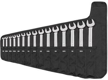 TEKTON Combination Wrench Set with Pouch, 15-Piece (1/4-1 in.) | WCB94102