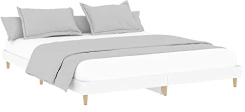 vidaXL Bettgestell, Bett mit Holzbeinen, Doppelbett für Schlafzimmer, Bettrahmen mit Lattenrost, Schlafzimmerbett, Weiß 180x200cm Holzwerkstoff