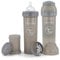 Twistshake 2x Biberón Anticólico Con Contenedor De Leche En Polvo Y Mezclador - 330ml | Tetina De Silicona De Flujo Rápido | Biberón Sin BPA | 4+ Meses | Gris
