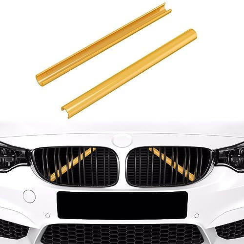 Frontgrill Einsatz, Streifen Kühlergrill Einsätze Zierleiste Kompatibel mit BMW 5er F07 F10 F11 F18, Grilleinsatzzubehör für 520i 523i 525i 528i 530i 535i 550i Zubehör (Gelb)