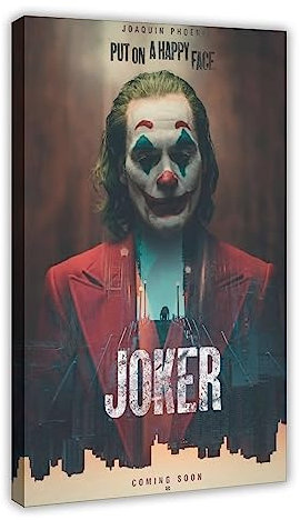 TONFON Schauspieler Joaquin Phoenix als Joker 2019, Wandkunst, Deco-Poster, Leinwand-Poster, Wandkunst, Dekordruck, Bild, Gemälde für Wohnzimmer, Schlafzimmer, Dekoration, Rahmen-Stil, 60 x 90 cm