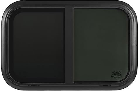 Ventana Corredera Horizontal Negra para Caravana, 700 X 300 Mm, Ventanas Correderas Redondeadas, Marco de Aleación de Aluminio Negro, Resistente a los Rayos UV, (Para espesor de