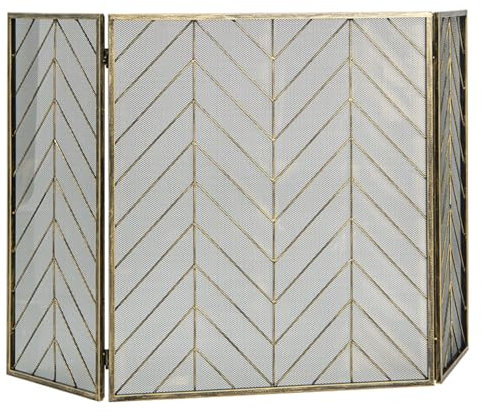 GiantexUK 3-Panel Folding Fireplace Screen, 133 x 78cm Metal Mesh Spark Guard, Heavy Duty Freestanding Spark Protection Fire Guard Barrier for Child Baby Pet Open Fire (Bronze)