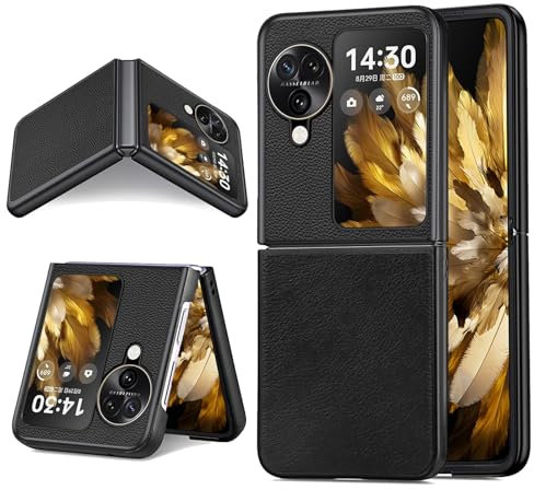 KUSINHOKA Hülle für Oppo Find N3 Flip, Premium PU Leder Anti-Kratzer Handyhülle Ultradünn Stoßfest Weich Schutzhülle Lederhülle Handytasche Protective Case für Oppo Find N3 Flip, Schwarz
