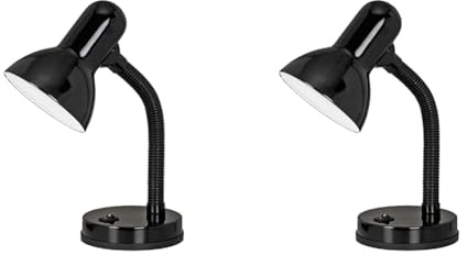 EGLO Tischlampe Basic, 1 flammige Tischleuchte, Schreibtischlampe aus Stahl und Kunststoff, Farbe: Schwarz, Fassung: E27 (Packung mit 2)