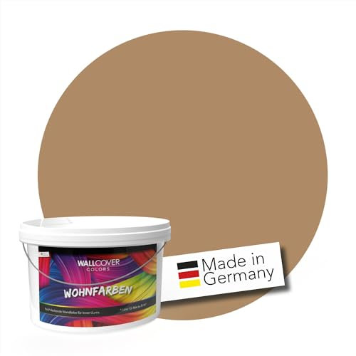 WALLCOVER Peinture murale de qualité supérieure | Marron Cannelle | 5L = 40m² | Pour les intérieurs à très haut pouvoir couvrant (classe 1) | Finition mate | Fabriquée en Allemagne