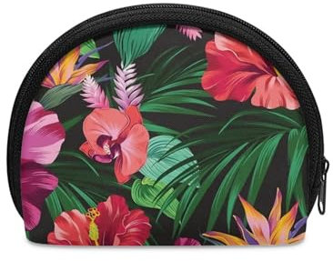 SCRAWLGOD Petit porte-monnaie, mini porte-monnaie, portefeuille, porte-monnaie, porte-monnaie, sac à main, sac de voyage, accessoires pour femmes et hommes, Fleurs tropicales., Taille unique