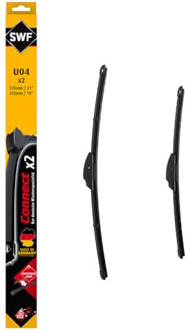 SWF Connect Wischer – U04 – Kit Aus in Deutschland Hergestellten Flachbalkenwischern Für Optimale Wischleistung 530mm/450mm – Vorne – 2er-Set, Black