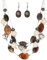 FULU AUTUMN Chunky Statement Kette Damen Mehrreihige Perlenkette und Ohrringe Modeschmuck Set für Frauen Mama Frau Oma Muttertags Geschenk(1-Dark coffee)