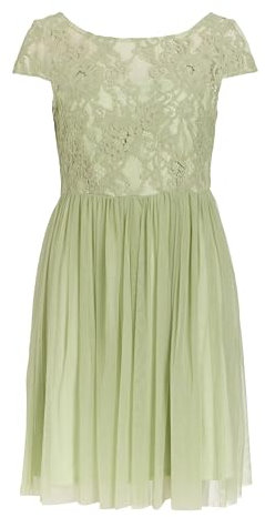 Vila Damen Kurzkleid Spitzen VIULRICANA SS BOATNECK SHORT DRESS/BM/DC (DE/NL/SE/PL, Numerisch, 36, Regular, Regular, swamp)