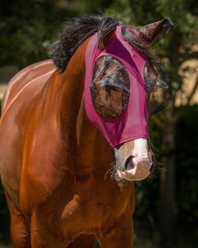 Fliegenmaske Fliegenschutz elastisch mit Reißverschluss Rosa (Full Warmblut)