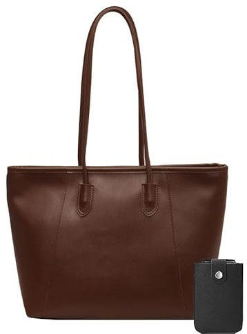 HAWILL Handtasche Damen Groß Shopper Tasche Handbags for Women Schultertasche Vintage Tragetasche Umhängetasche Leder Handtaschen Tasche für Business Arbeit Büro Schule (Dunkelbraun)