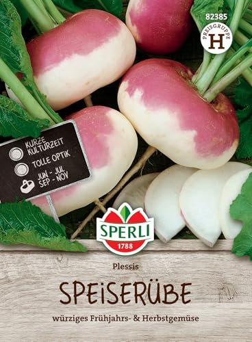 Sperli Speiserüben Samen Plessis, F1 82385 - würziges Frühjahrs- & Herbstgemüse - Inhalt für 25 bis 30 lfd. Meter - Samen Gemüse, Gemüsesamen, Saatgut