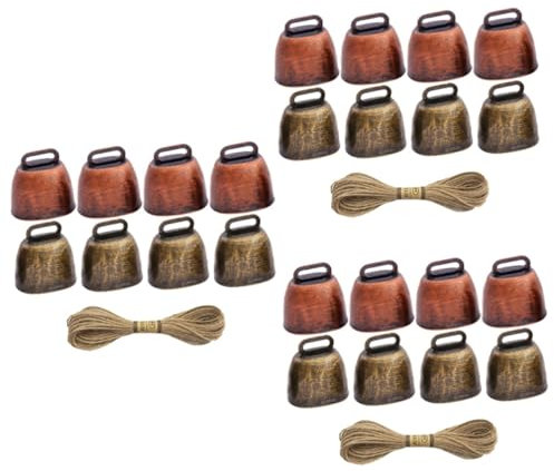 VANZACK 3sätze Metallglocken Für Haustiere Lautstarke Weideglocken Für Pferde Kühe Und Schafe Antike Klare Klangqualität Jute-seil Tierüberwachung Und Verlustverhinderung