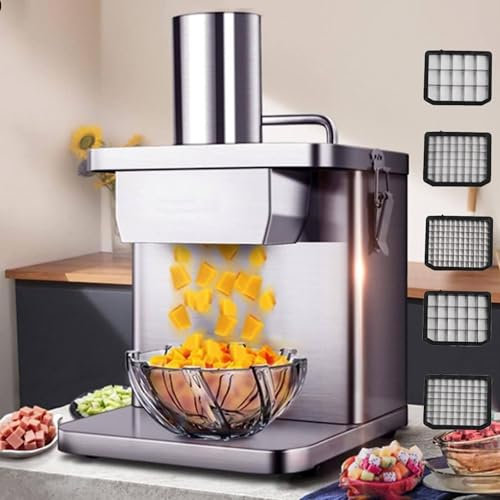 Cortadora Y Picadora De Verduras EléCtrica 2 En 1 | Picadora AutomáTica Frutas Y Verduras Para El Hogar | Picadora Y Trituradora De Verduras Comercial 250W | Picadora Cebolla EléCtrica,Silver